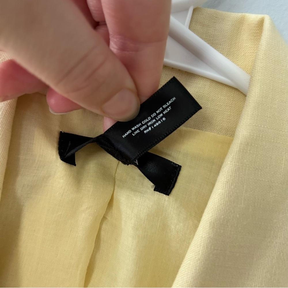 Aqua Butter Yellow Double Breasted Cropped Blazer Jacket Size Small - Picture 10 of 11